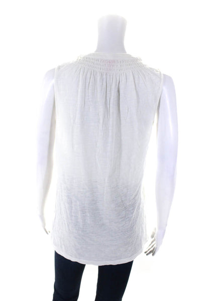 Lilly Pulitzer Women's Round Neck Sleeveless Smocked Blouse White Size M