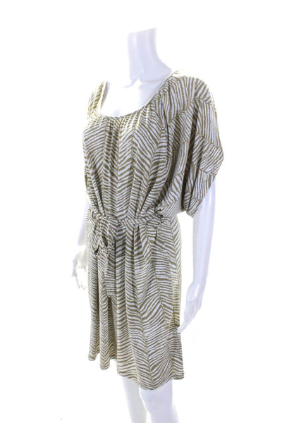 Michael Michael Kors Womens Zebra Print Tie Waist Blouson Dress Gray Size L