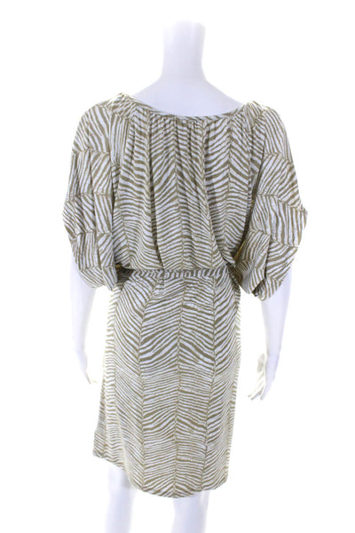 Michael Michael Kors Womens Zebra Print Tie Waist Blouson Dress Gray Size L