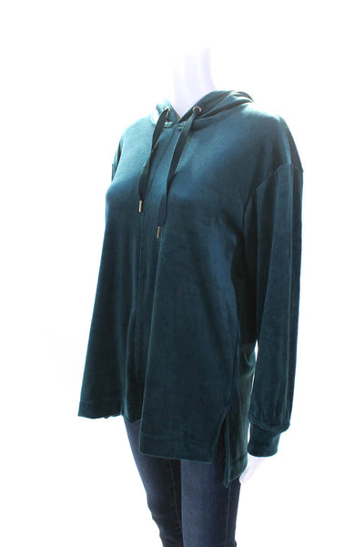 Magaschoni Womens Fleece Drawstring Long Sleeve Pullover Hoodie Aqua Blue Size M