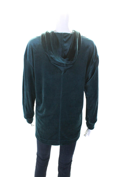 Magaschoni Womens Fleece Drawstring Long Sleeve Pullover Hoodie Aqua Blue Size M