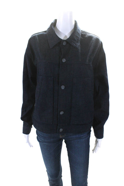 AG Womens Cotton Denim Dark Wash Long Sleeve Button Down Jean Jacket Blue Size S