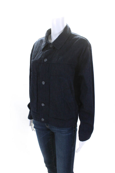 AG Womens Cotton Denim Dark Wash Long Sleeve Button Down Jean Jacket Blue Size S