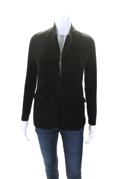 Magaschoni Womens Jersey Knit Long Sleeve One Button Blazer Jacket Black Size XS