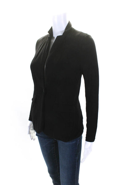 Magaschoni Womens Jersey Knit Long Sleeve One Button Blazer Jacket Black Size XS