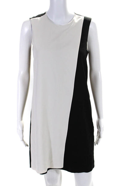 Theory Womens Overlay Knee Length Sleeveless Dress Black White Size 2