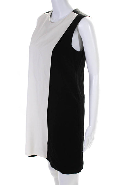 Theory Womens Overlay Knee Length Sleeveless Dress Black White Size 2