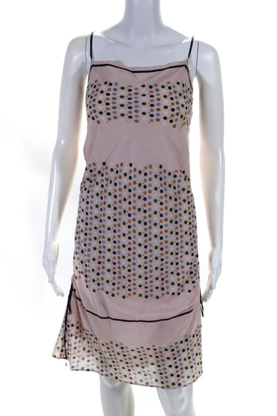 Max Studio Womens Silk Polka Dot Sleeveless Dress Pink Size Medium