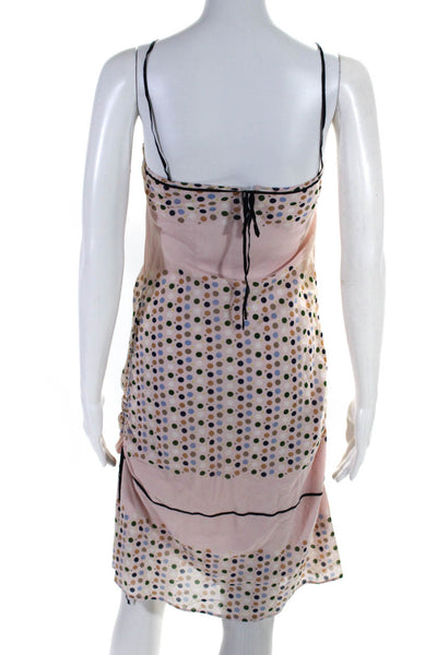 Max Studio Womens Silk Polka Dot Sleeveless Dress Pink Size Medium