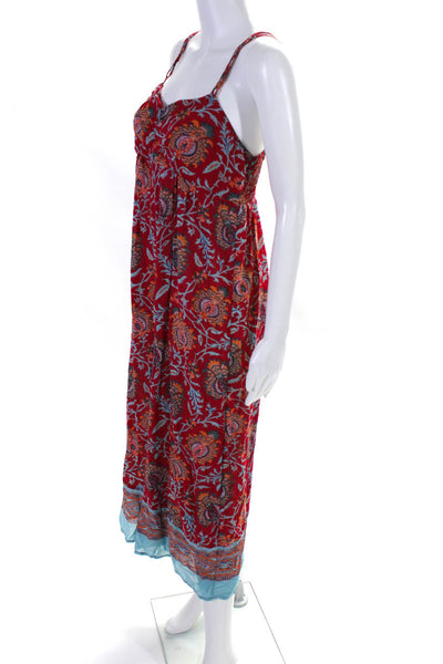 Anthropologie Womensa Floral Print Sleeveless Jumpsuit Red Size Small