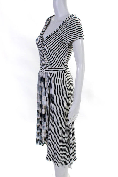 Maeve Anthropologie Womens Striped A Line Dress White Black Size Extra Small