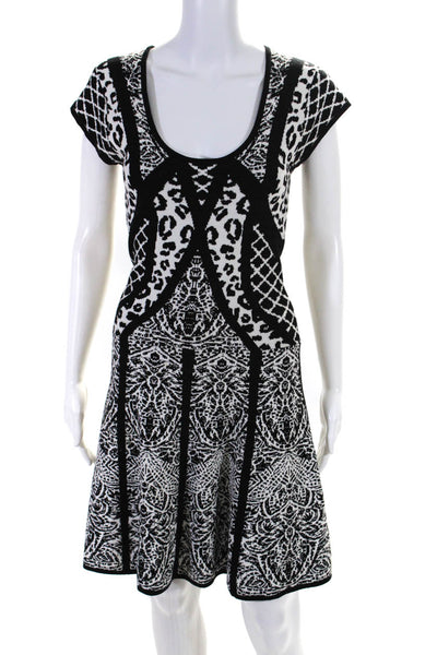 Artelier Nicole Miller Womens Scoop Neck Sweater Dress White Black Size Petite