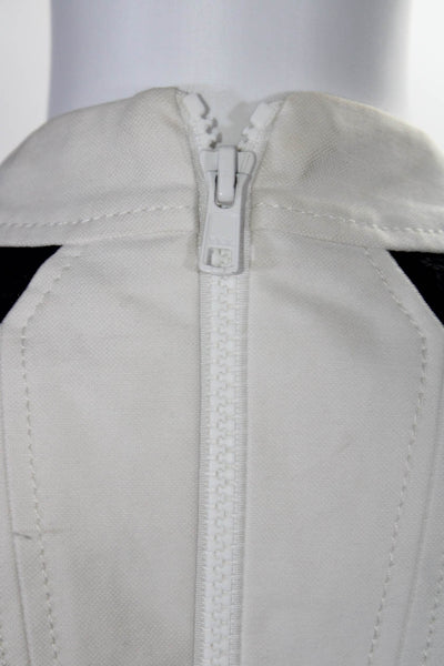 Helmut Lang Intermix Womens V Neck Sleeveless Dress White Black Cotton Size 6