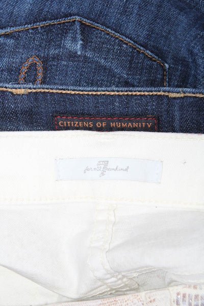 7 For All Mankind Citizens of Humanity Womens Jeans Beige Size 27 25 Lot 2