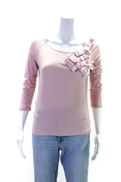 Moschino Cheap & Chic Womens Cotton Blend Bow Detail Blouse Top Pink Size 8