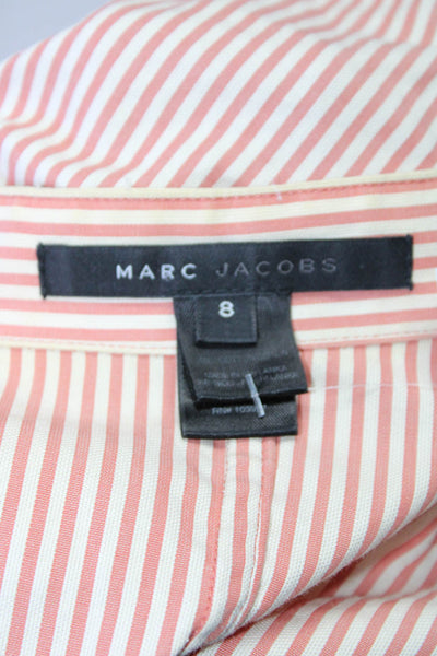 Marc Jacobs Womens Cotton Striped High Neck Button Up Jacket Orange Size 8