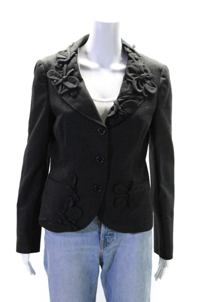 Moschino Cheap & Chic Womens Floral Print Burton Up Blazer Jacket Gray Size 10