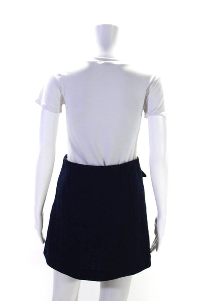 Marni Womens Unlined Textured Faux Pocket Side Zip Mini Skirt Navy Size 38