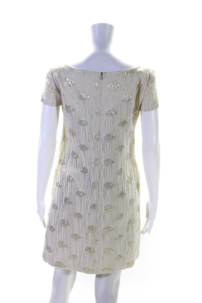 Moschino Cheap & Chic Womens Metallic Textured Short Sleeve Dress Gold Size 8