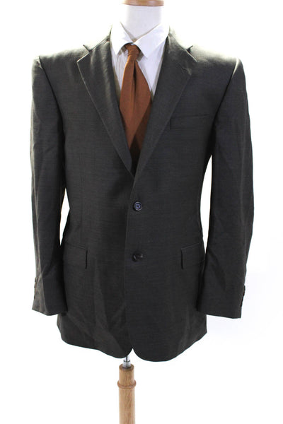 Burberry London Blue Label Mens Two Button Blazer Gray Wool Size 44 Regular