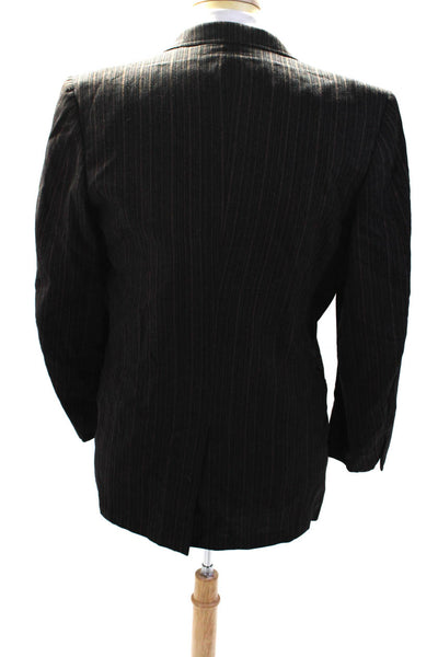 Hart Schaffner Marx Mens Striped Three Button Blazer Brown Black Size 42