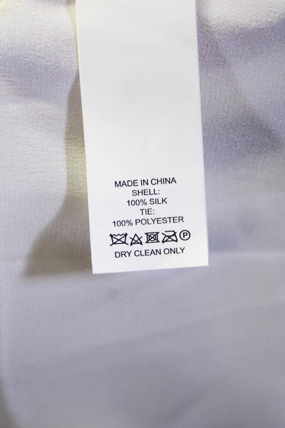 Kate Spade New York Womens White Silk Collar Ruffle Sleeveless Blouse Top Size S
