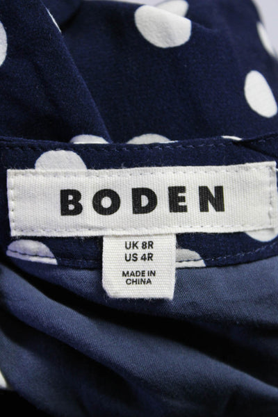 Boden Womnens Polka Dot V Neck A Line Maxi Dress Navy Blue White Size 4
