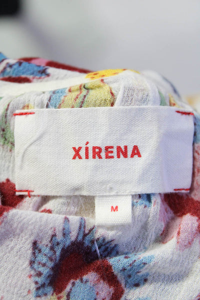 Xirena Womens Sleeveless Square Neck Floral Top White Multi Cotton Size Medium