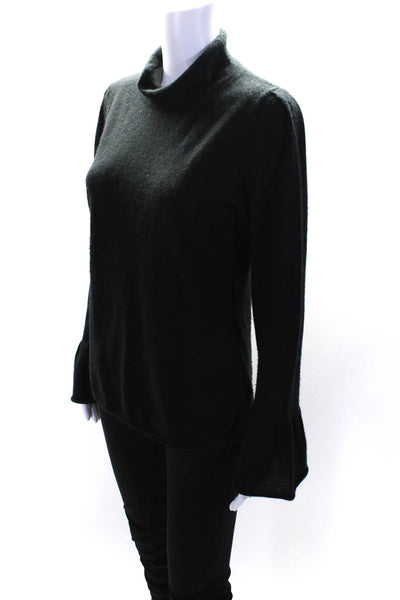 CO Womens Long Sleeve Mock Neck Cashmere Knit Sweatshirt Black Size Large