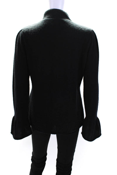 CO Womens Long Sleeve Mock Neck Cashmere Knit Sweatshirt Black Size Large