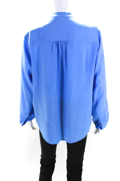 Stella McCartney Womens Button Front Long Sleeve Silk Shirt Blue Size IT 42