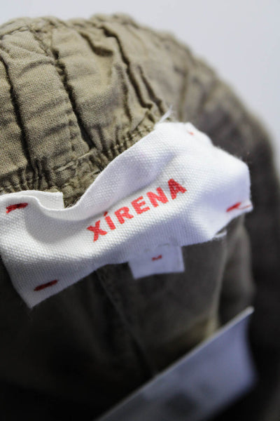 Xirena Womens High Rise Drawstring Straight Cropped Pants Brown Cotton Medium