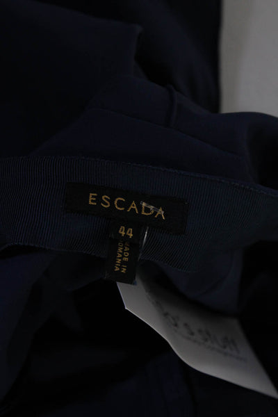 Escada Women's Zip Closure Flat Front Straight Leg Dress Pant Blue Size 44