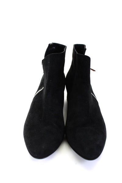 BeautiFeel Women's Pointed Toe Block Heels Suede Ankle Boot Black Size 9