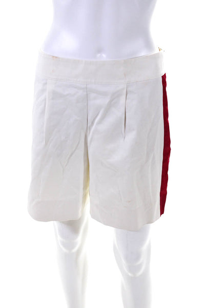 Akris Punto Womens Cotton Contrast Trim Pleated Bermuda Shorts White Size 8