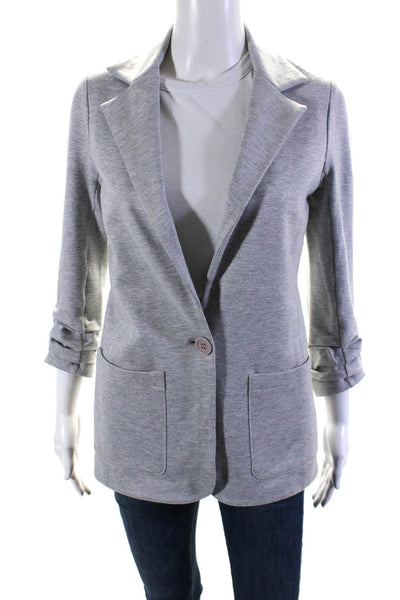 Bailey 44 Womens 3/4 Sleeve One Button Collared Blazer Jacket Light Gray Size S