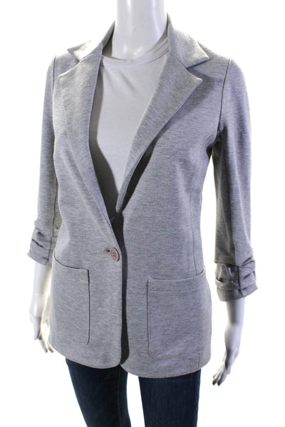 Bailey 44 Womens 3/4 Sleeve One Button Collared Blazer Jacket Light Gray Size S