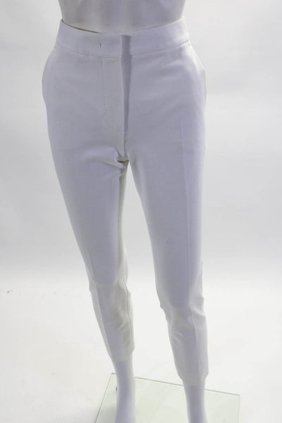 Max Mara Womens Flat Front Straight Leg Stretch Slacks White Size 2