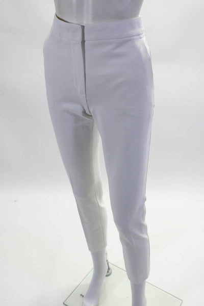 Max Mara Womens Flat Front Straight Leg Stretch Slacks White Size 2