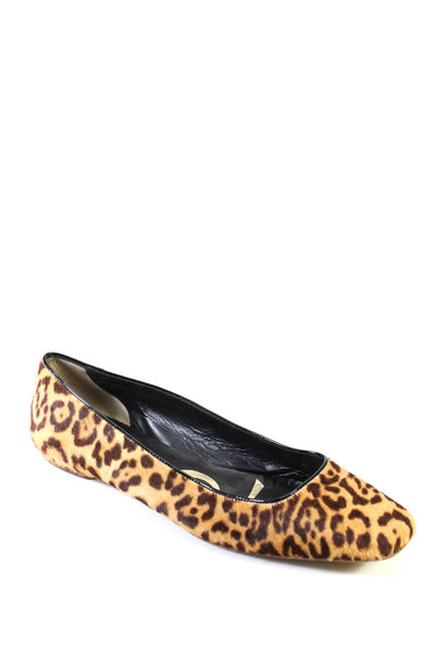 Yves Saint Laurent Women's Square Toe Ballet Flat Shoe Animal Print Size 11