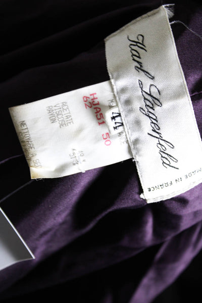Karl Lagerfeld Womens Wide Lapel Coat Plum Purple Wool Size EUR 44