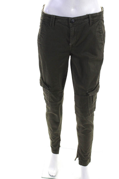 Vince Womens Cotton Zipper Hem Mid-Rise Skinny Cargo Pants Green Size 27