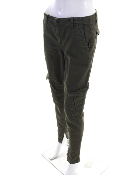 Vince Womens Cotton Zipper Hem Mid-Rise Skinny Cargo Pants Green Size 27