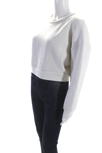 Reformation Jeans Womens Round Neck Cropped Pullover Sweatshirt Top White Size M