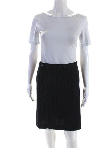 Theory Women's Button Closure A-Line Mini Unlined Stripe Skirt Size 2