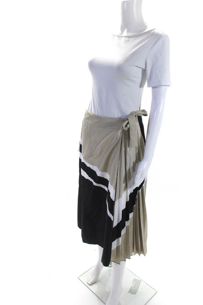 Piazza Sempione Womens Abstract Print Pleated Panel Long Skirt Multicolor Size M