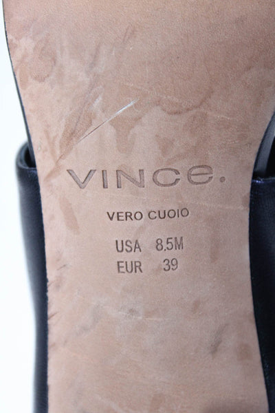 Vince Womens Leather Suede Peep Toe Slip On Cutout Mule Heels Black Size 8.5