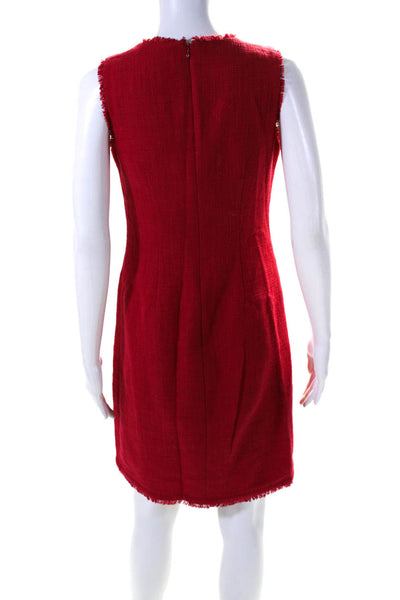 Karl Lagerfeld Womens Back Zip Sleeveless V Neck Fringe Woven Dress Red Size 2