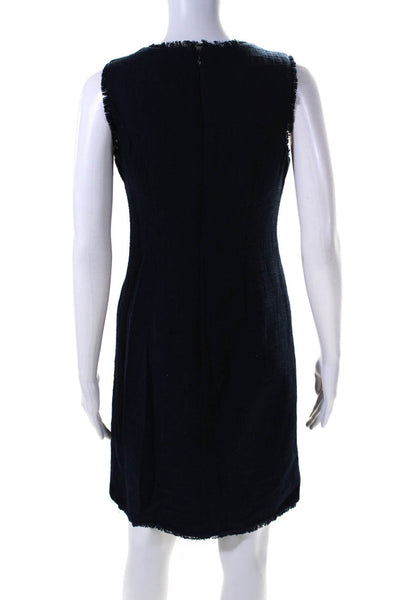 Karl Lagerfeld Womens Back Zip Sleeveless Fringe Woven Dress Navy Blue Size 2