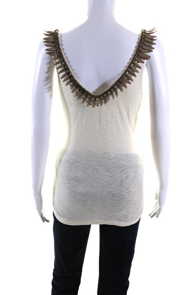 Elizabeth and James Womens Cotton Beaded V-Neck Pullover Tank Top Yellow Size XS